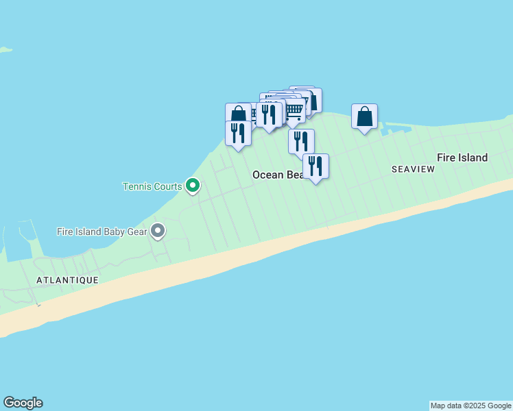 map of restaurants, bars, coffee shops, grocery stores, and more near 75 Surf Road in Ocean Beach