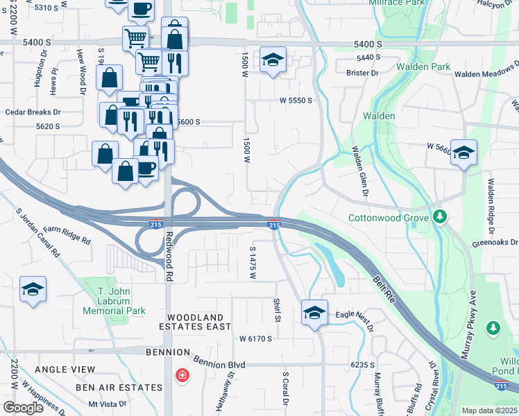 map of restaurants, bars, coffee shops, grocery stores, and more near 1456 Duck Pond Lane in Taylorsville