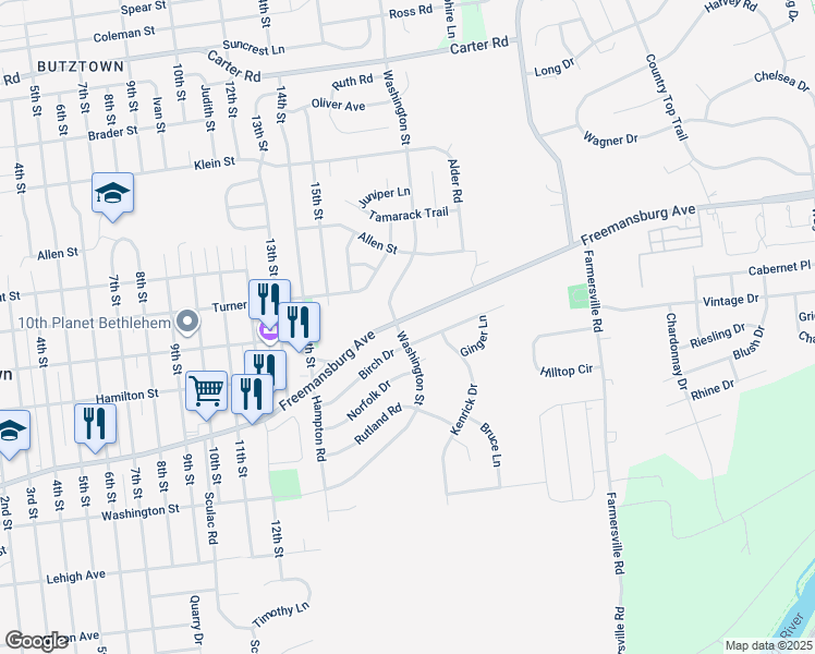 map of restaurants, bars, coffee shops, grocery stores, and more near in Middletown