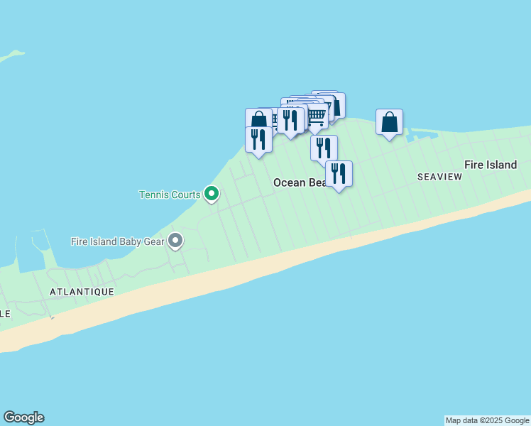 map of restaurants, bars, coffee shops, grocery stores, and more near 75 Surf Road in Ocean Beach