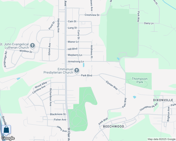 map of restaurants, bars, coffee shops, grocery stores, and more near 789 Park Boulevard in East Liverpool