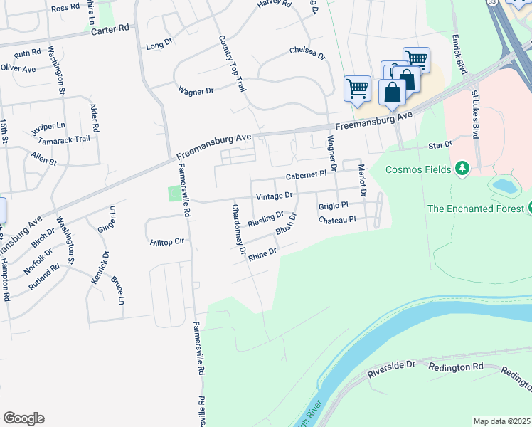 map of restaurants, bars, coffee shops, grocery stores, and more near 1797 Riesling Drive in Easton