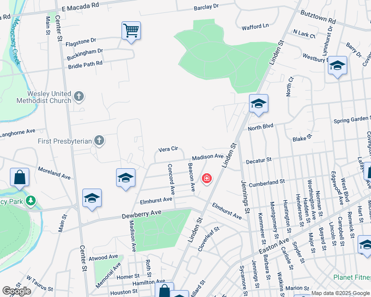 map of restaurants, bars, coffee shops, grocery stores, and more near 565 Vera Circle in Bethlehem
