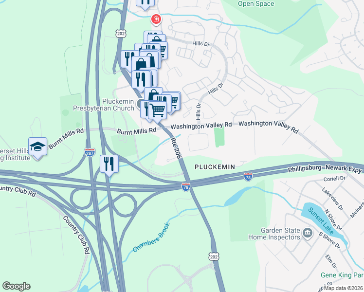 map of restaurants, bars, coffee shops, grocery stores, and more near 918 Timberbrooke Drive in Bedminster