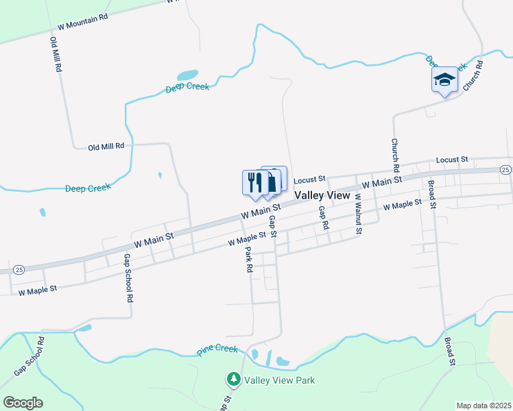 map of restaurants, bars, coffee shops, grocery stores, and more near 1230 W Main St in Valley View