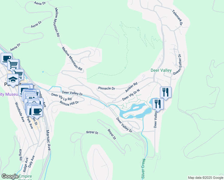 map of restaurants, bars, coffee shops, grocery stores, and more near 1290 Pinnacle Drive in Park City