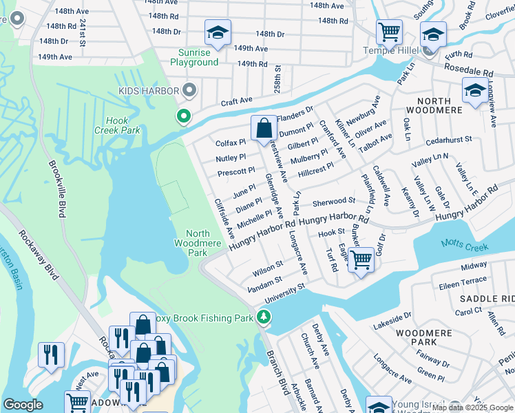 map of restaurants, bars, coffee shops, grocery stores, and more near 636 Diane Place in Valley Stream