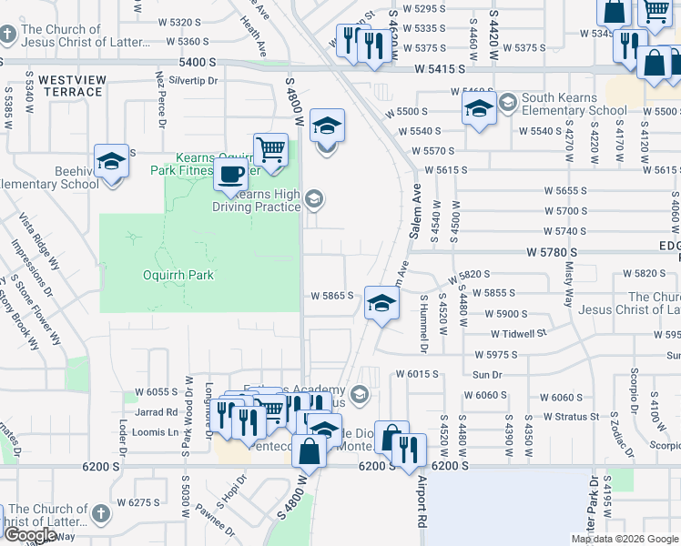 map of restaurants, bars, coffee shops, grocery stores, and more near 5818 Bramblewood Lane in Salt Lake City
