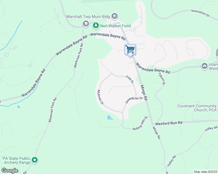 map of restaurants, bars, coffee shops, grocery stores, and more near 511 Hickory Ct in Wexford