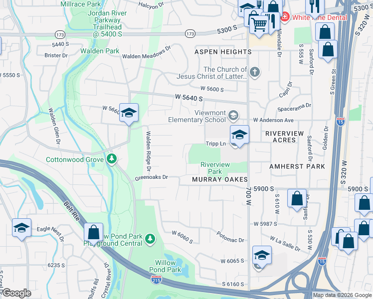 map of restaurants, bars, coffee shops, grocery stores, and more near 898 Tripp Lane in Murray