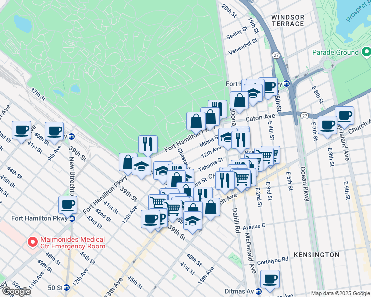 map of restaurants, bars, coffee shops, grocery stores, and more near in Brooklyn
