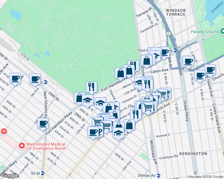 map of restaurants, bars, coffee shops, grocery stores, and more near in Brooklyn
