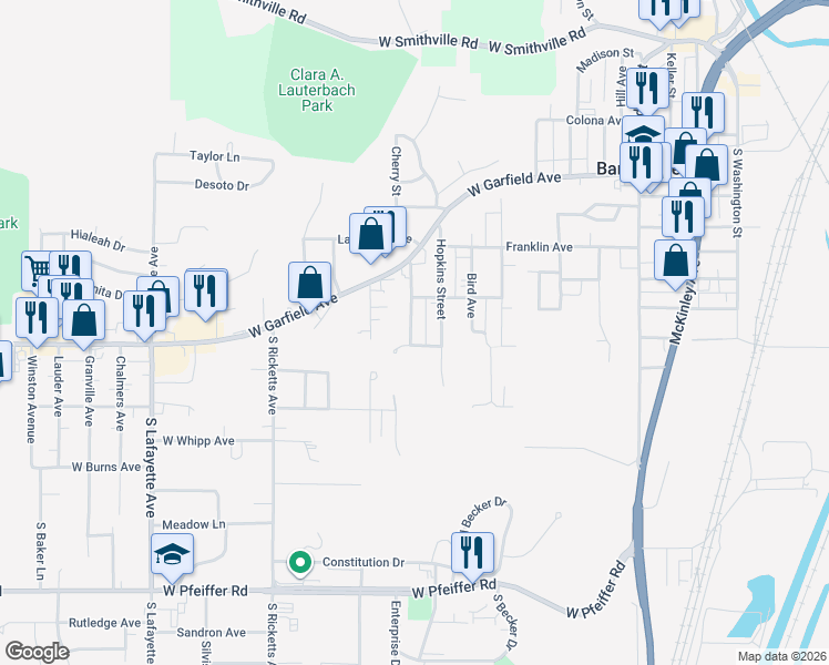 map of restaurants, bars, coffee shops, grocery stores, and more near 281-399 Anna Street in Bartonville