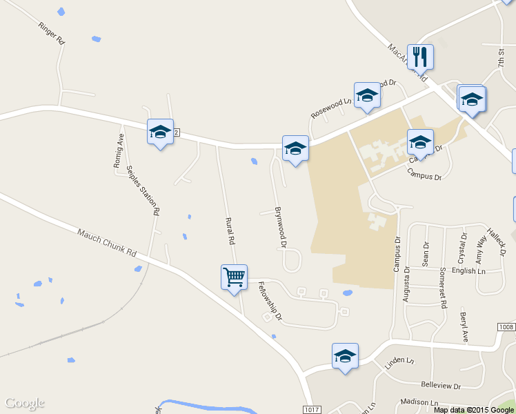 map of restaurants, bars, coffee shops, grocery stores, and more near 3907 Elizabeth Court in Whitehall