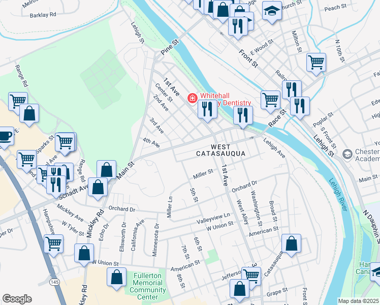 map of restaurants, bars, coffee shops, grocery stores, and more near 2228 Allen Street in Fullerton