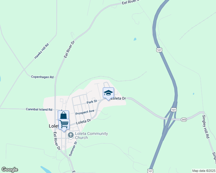 map of restaurants, bars, coffee shops, grocery stores, and more near 200 Shadowbrook Street in Loleta