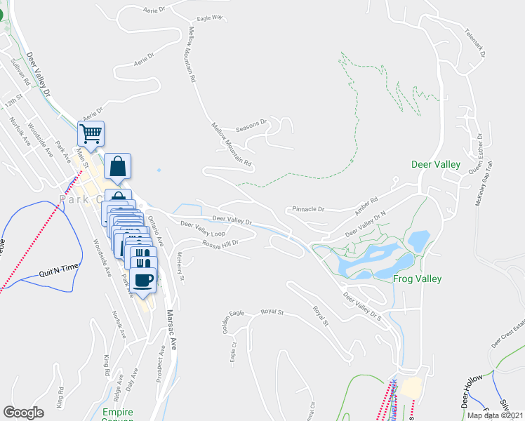 map of restaurants, bars, coffee shops, grocery stores, and more near 650 Deer Valley Drive in Park City