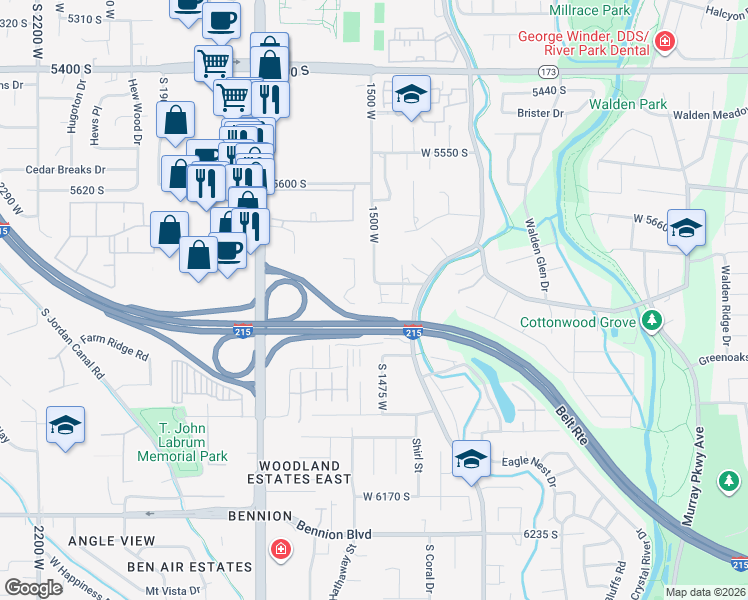map of restaurants, bars, coffee shops, grocery stores, and more near 5808 Duck Pond Lane in Taylorsville