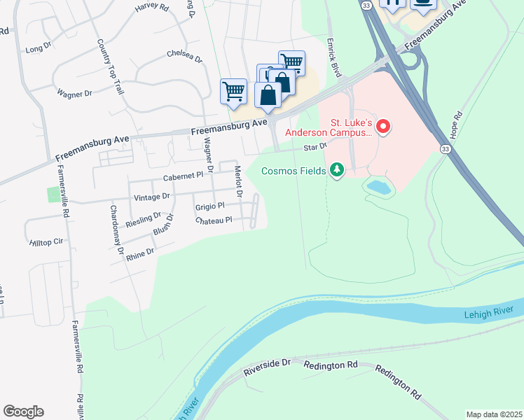 map of restaurants, bars, coffee shops, grocery stores, and more near 1796 Merlot Drive in Easton