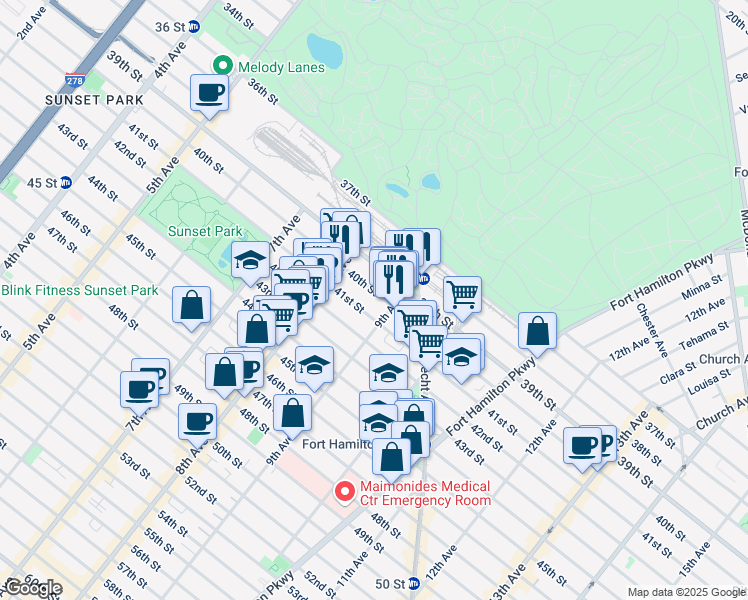 map of restaurants, bars, coffee shops, grocery stores, and more near in Brooklyn