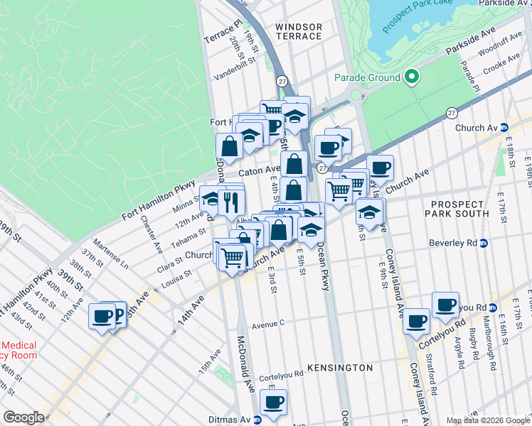 map of restaurants, bars, coffee shops, grocery stores, and more near in Brooklyn