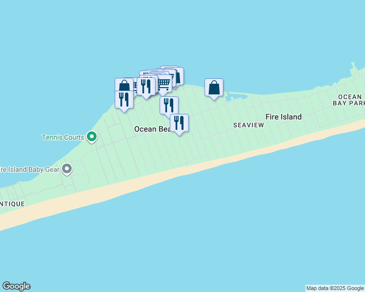 map of restaurants, bars, coffee shops, grocery stores, and more near 532 Bayberry Walk in Ocean Beach