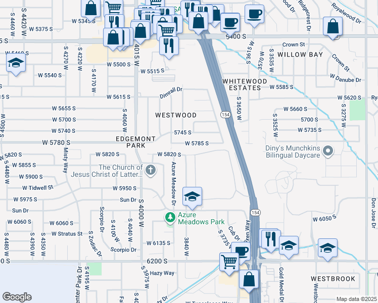 map of restaurants, bars, coffee shops, grocery stores, and more near 3828 West 5820 South in Salt Lake City
