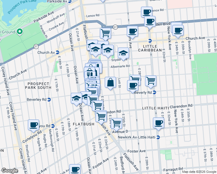 map of restaurants, bars, coffee shops, grocery stores, and more near 2360 Bedford Avenue in Brooklyn