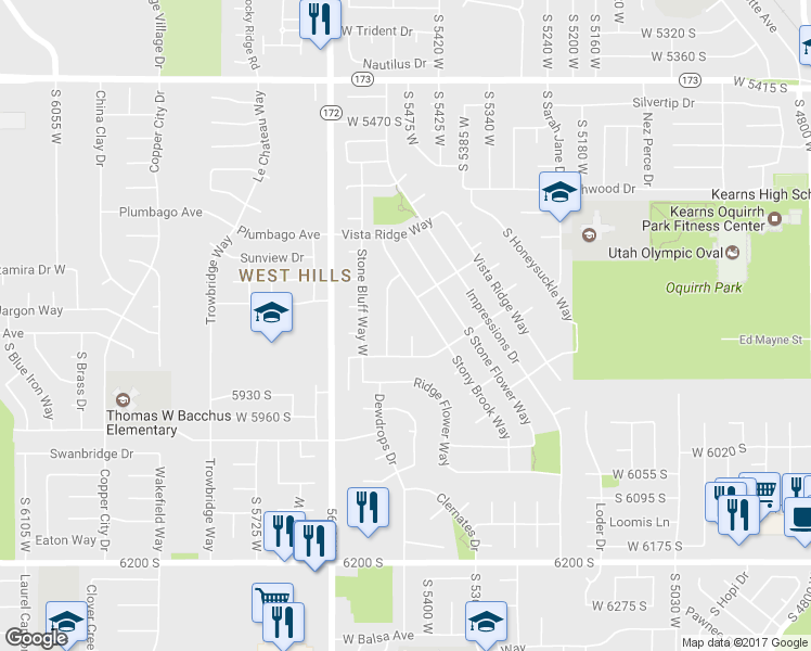 map of restaurants, bars, coffee shops, grocery stores, and more near 5824 Ridge Hollow Cir in Salt Lake City