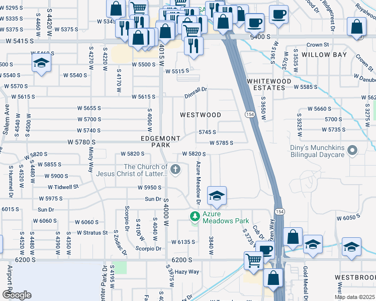 map of restaurants, bars, coffee shops, grocery stores, and more near 3892 West 5820 South in Salt Lake City