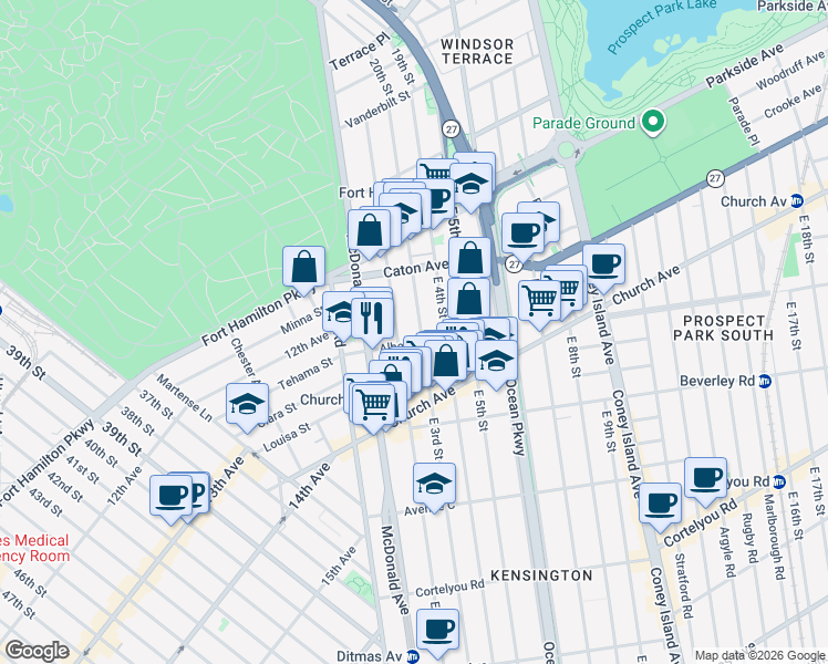 map of restaurants, bars, coffee shops, grocery stores, and more near 254 East 3rd Street in Brooklyn