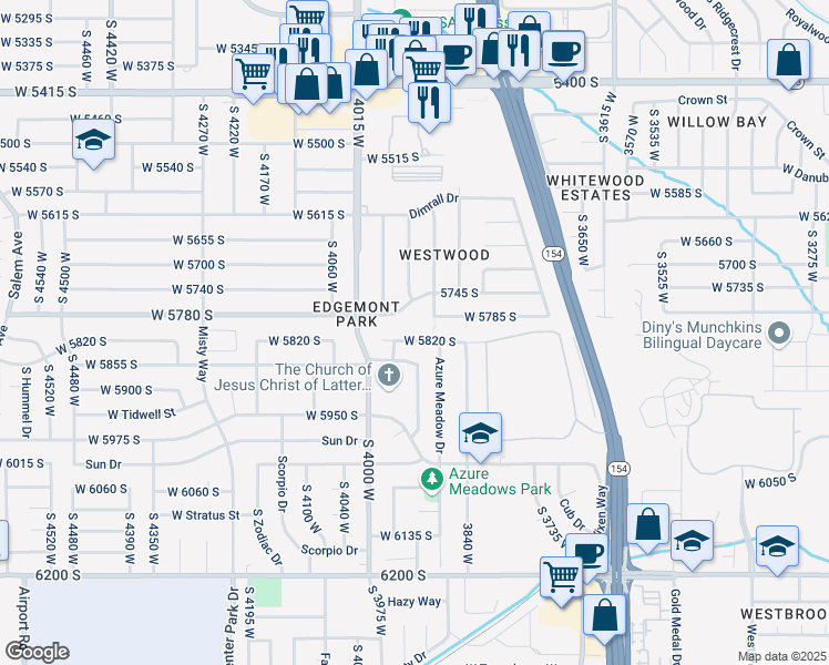 map of restaurants, bars, coffee shops, grocery stores, and more near 3892 West 5820 South in Salt Lake City