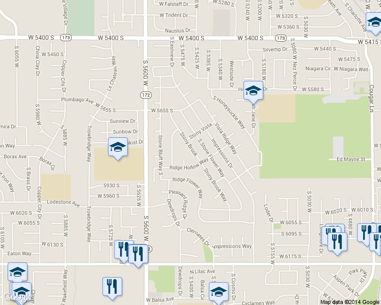 map of restaurants, bars, coffee shops, grocery stores, and more near 5824 Ridge Hollow Circle in Salt Lake City