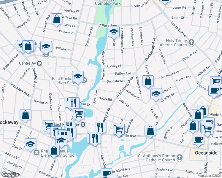 map of restaurants, bars, coffee shops, grocery stores, and more near 601 Waterview Road in Oceanside