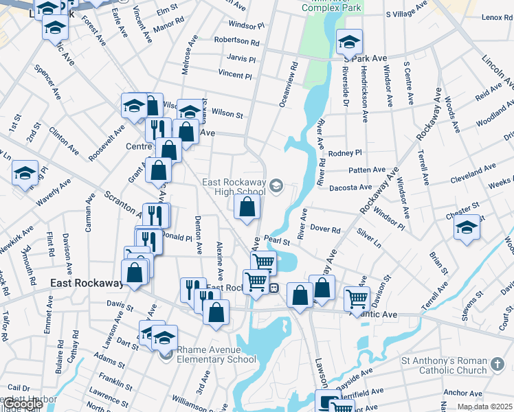 map of restaurants, bars, coffee shops, grocery stores, and more near 462 Ocean Avenue in East Rockaway