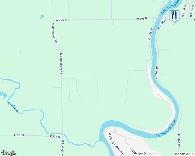 map of restaurants, bars, coffee shops, grocery stores, and more near 12800-12898 West 676 North in Monticello
