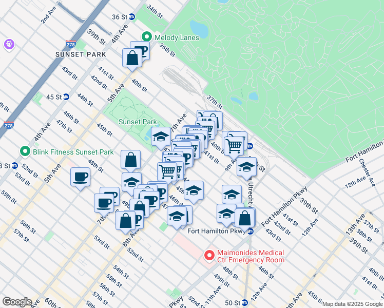 map of restaurants, bars, coffee shops, grocery stores, and more near in Brooklyn