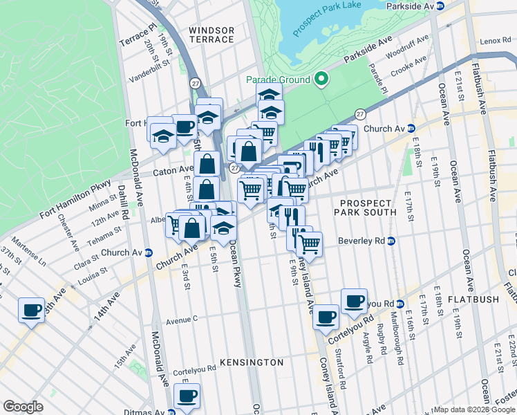 map of restaurants, bars, coffee shops, grocery stores, and more near in Brooklyn
