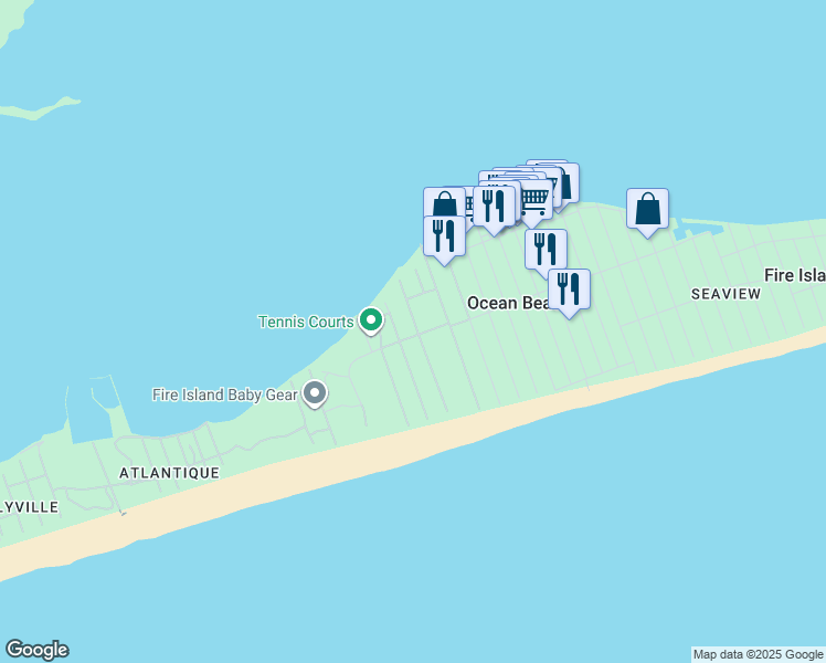 map of restaurants, bars, coffee shops, grocery stores, and more near 82 Clipper Way in Ocean Beach