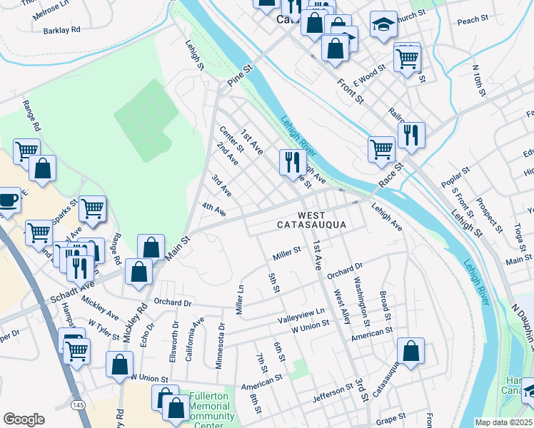 map of restaurants, bars, coffee shops, grocery stores, and more near 2215 Fuller Street in Fullerton