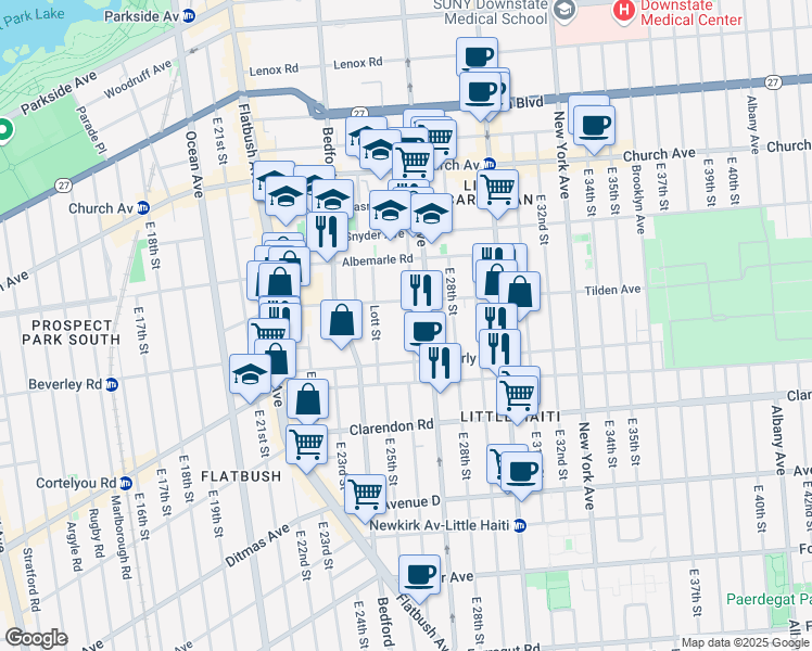 map of restaurants, bars, coffee shops, grocery stores, and more near 194 Veronica Place in Brooklyn