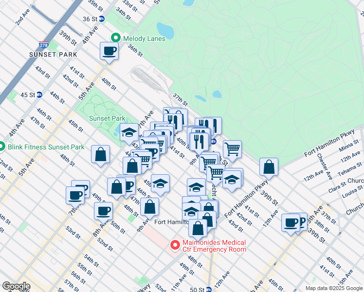 map of restaurants, bars, coffee shops, grocery stores, and more near in Brooklyn