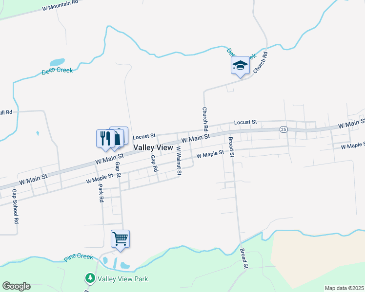 map of restaurants, bars, coffee shops, grocery stores, and more near 931 West Main Street in Valley View