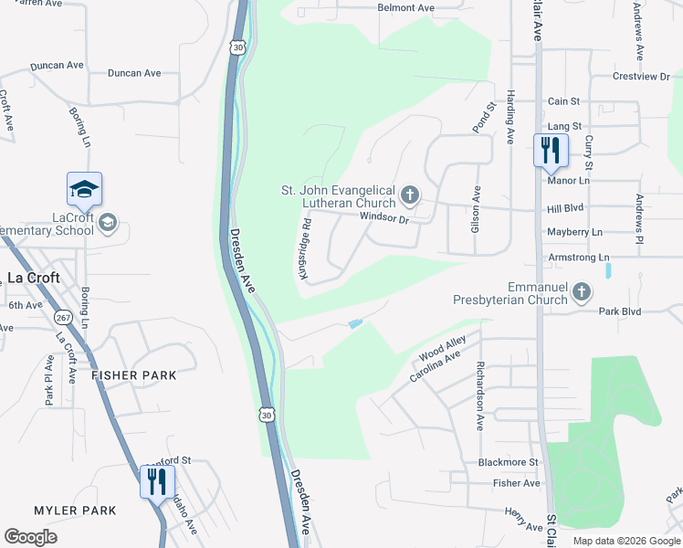 map of restaurants, bars, coffee shops, grocery stores, and more near 3069 Kingsridge Road in East Liverpool