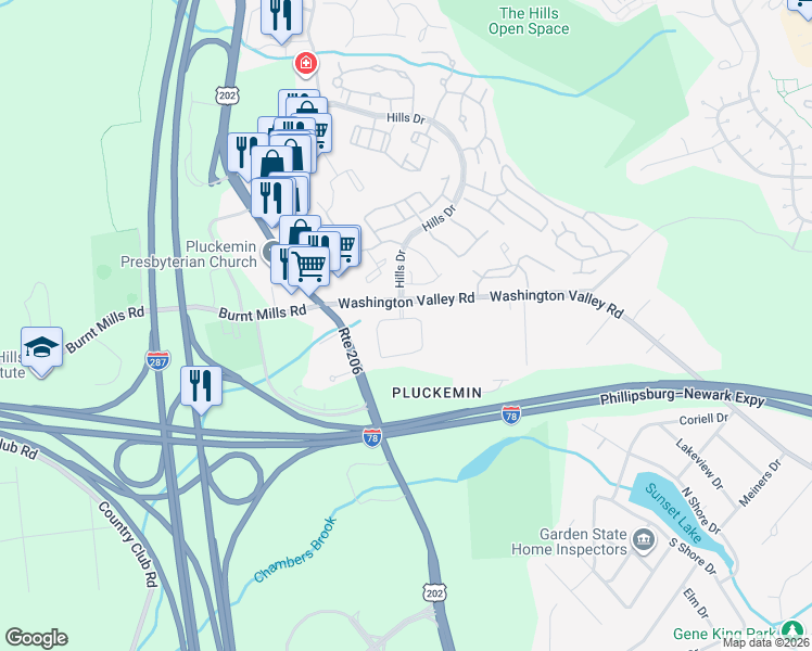 map of restaurants, bars, coffee shops, grocery stores, and more near 1102 Timberbrooke Drive in Bedminster