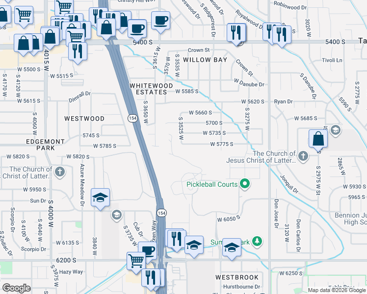 map of restaurants, bars, coffee shops, grocery stores, and more near 3503 West 5775 South in Salt Lake City