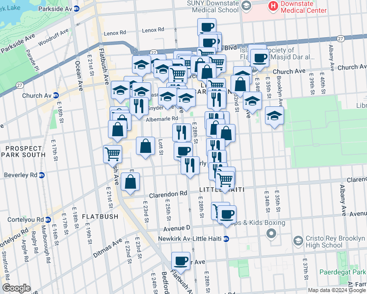 map of restaurants, bars, coffee shops, grocery stores, and more near in Brooklyn
