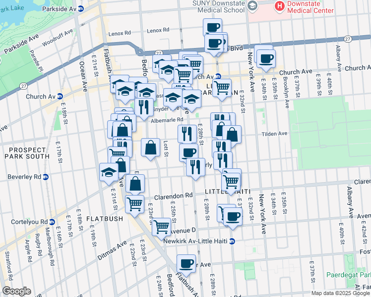map of restaurants, bars, coffee shops, grocery stores, and more near 194 Veronica Place in Brooklyn