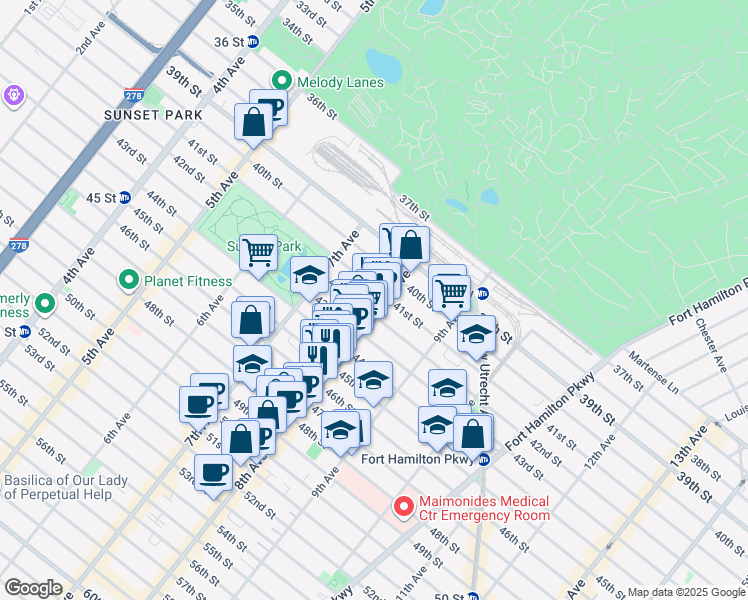 map of restaurants, bars, coffee shops, grocery stores, and more near in Brooklyn