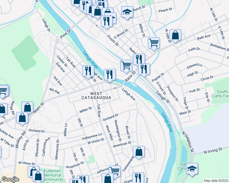 map of restaurants, bars, coffee shops, grocery stores, and more near 2117 Columbia Avenue in Fullerton
